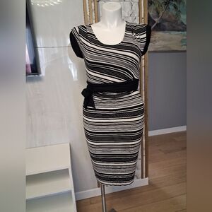 Liz Lange Monochrome Striped Midi Dress